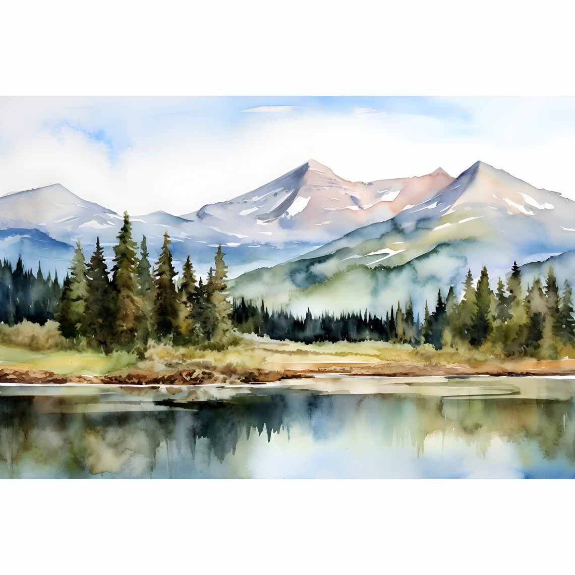 Lost River Idaho Watercolor Art Print, Mountain River