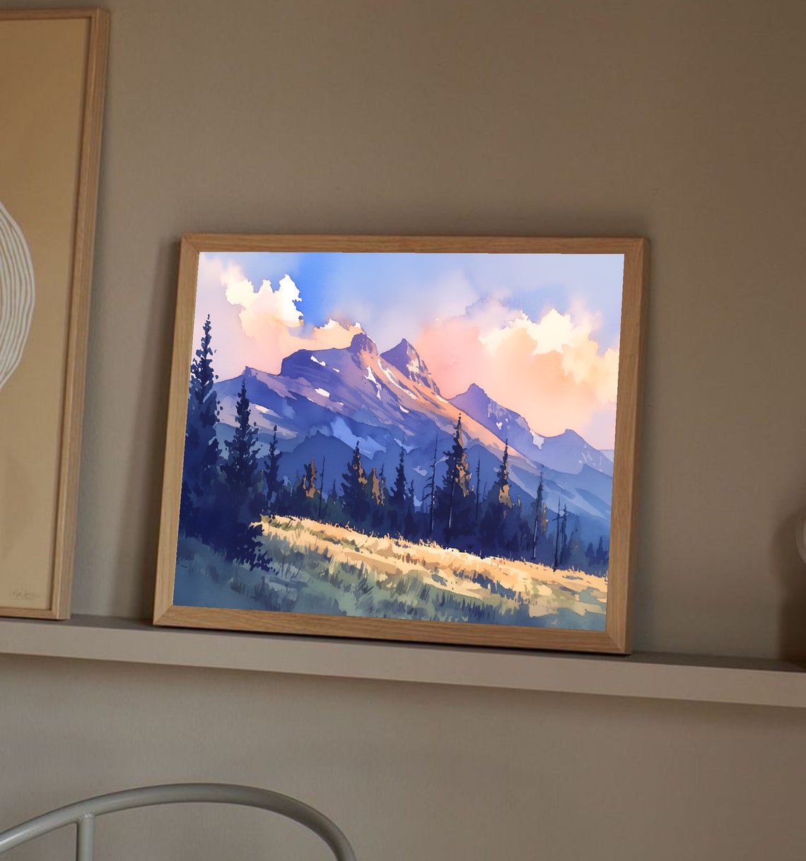 Kings Peak Uinta Mountains Utah Sunset Pines Watercolor Poster - Image 2