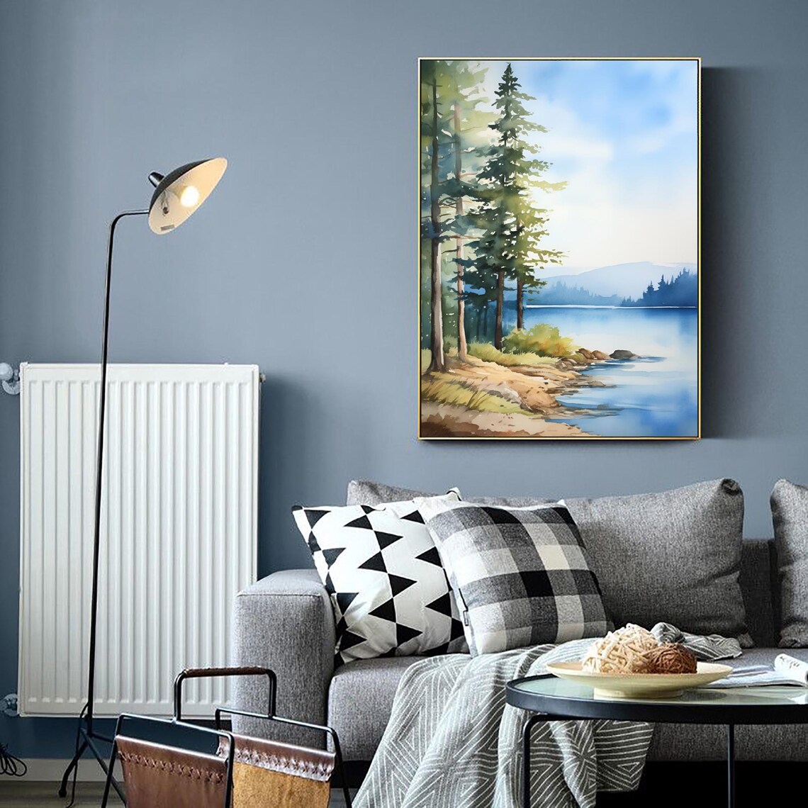 Wateree River Painting South Carolina Art Print Blue Green Landscape Wall Art Forest River Watercolor Painting Nature Travel Poster - Image 2