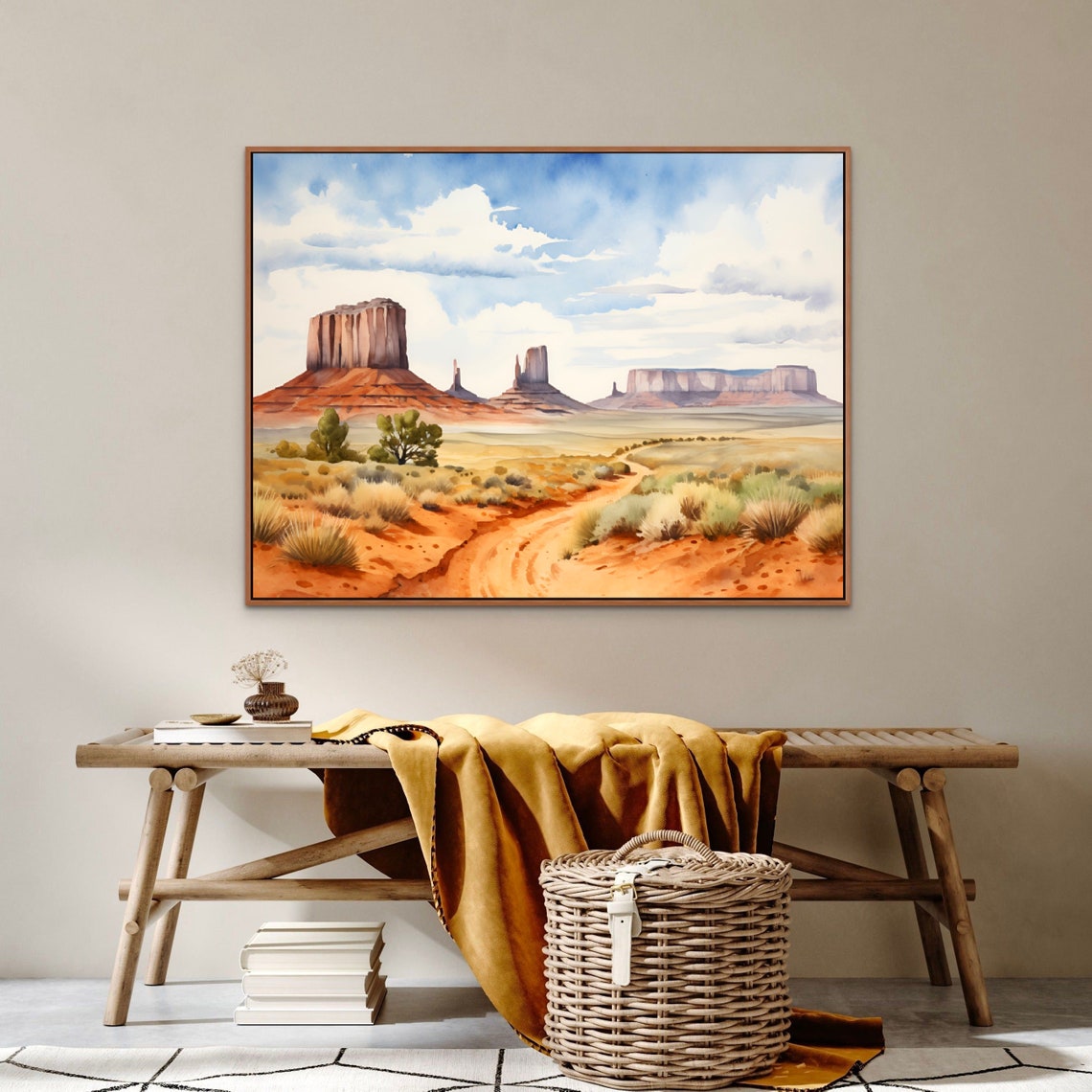 Monument Valley Buttes Red Desert Trail Path Watercolor Poster - Image 2