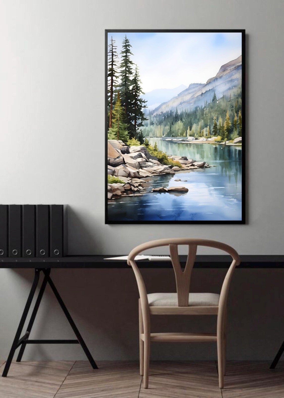 Utah Mountains Watercolor Lake Mary Travel Poster - Image 4