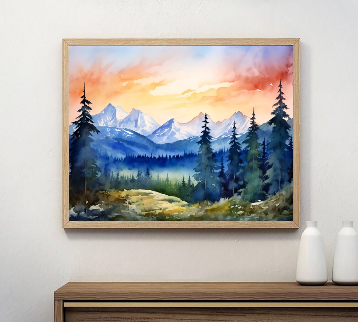 Rocky Mountains Watercolor Art Print, Bitterroot Range - Image 4