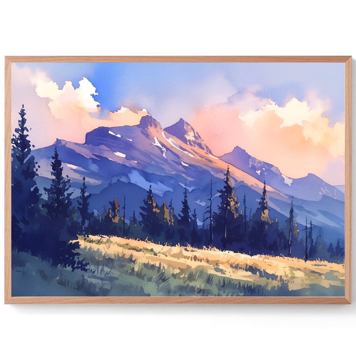 Kings Peak Uinta Mountains Utah Sunset Pines Watercolor Poster