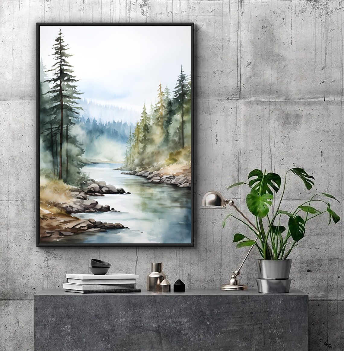 Willamette River Green Watercolor Art Print, Oregon - Image 4