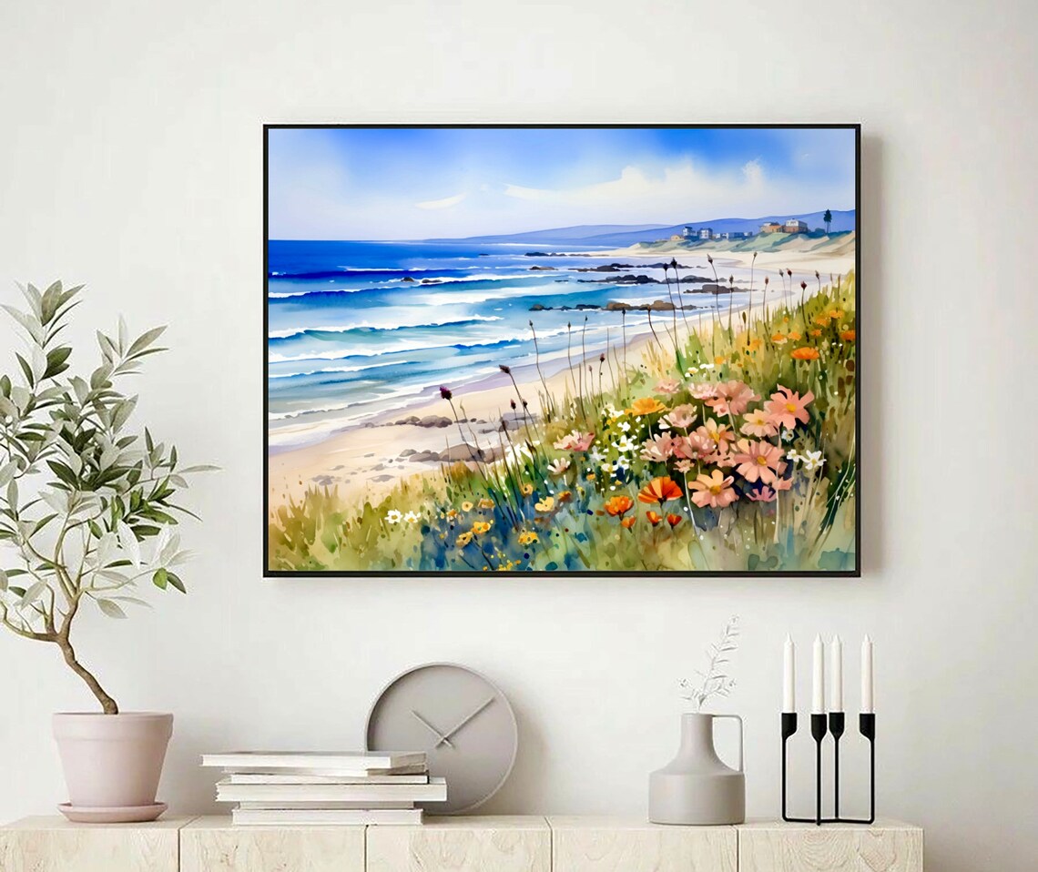 Pismo Beach Ocean Watercolor Art Print, Coastal - Image 3