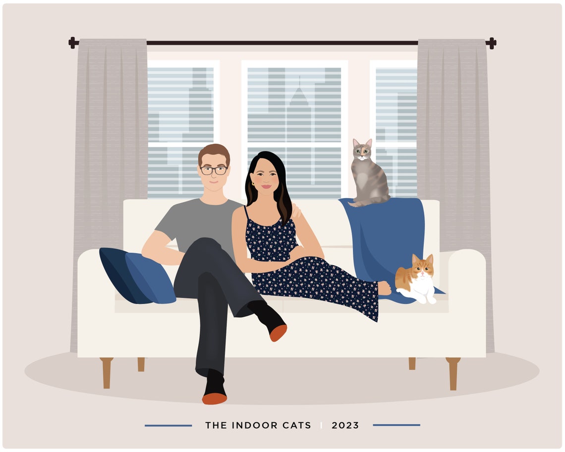 Custom Family Portrait With Pets - Image 4