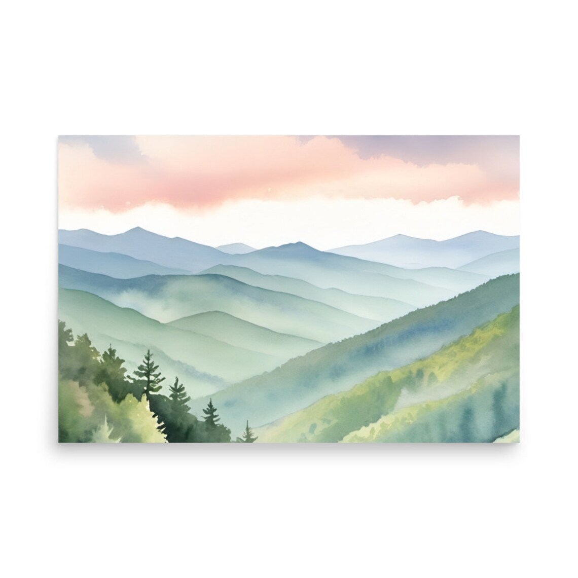 Great Smoky Mountains National Park Watercolor Art Print - Image 2