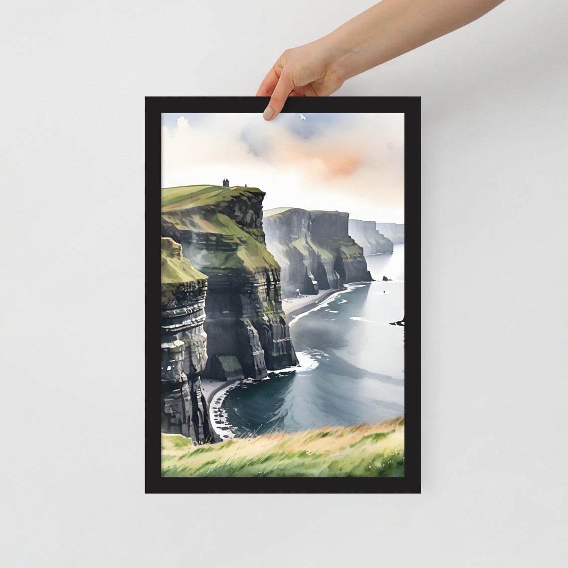 Cliffs of Moher Ireland Watercolor Atlantic Coastal Landscape Poster - Image 3