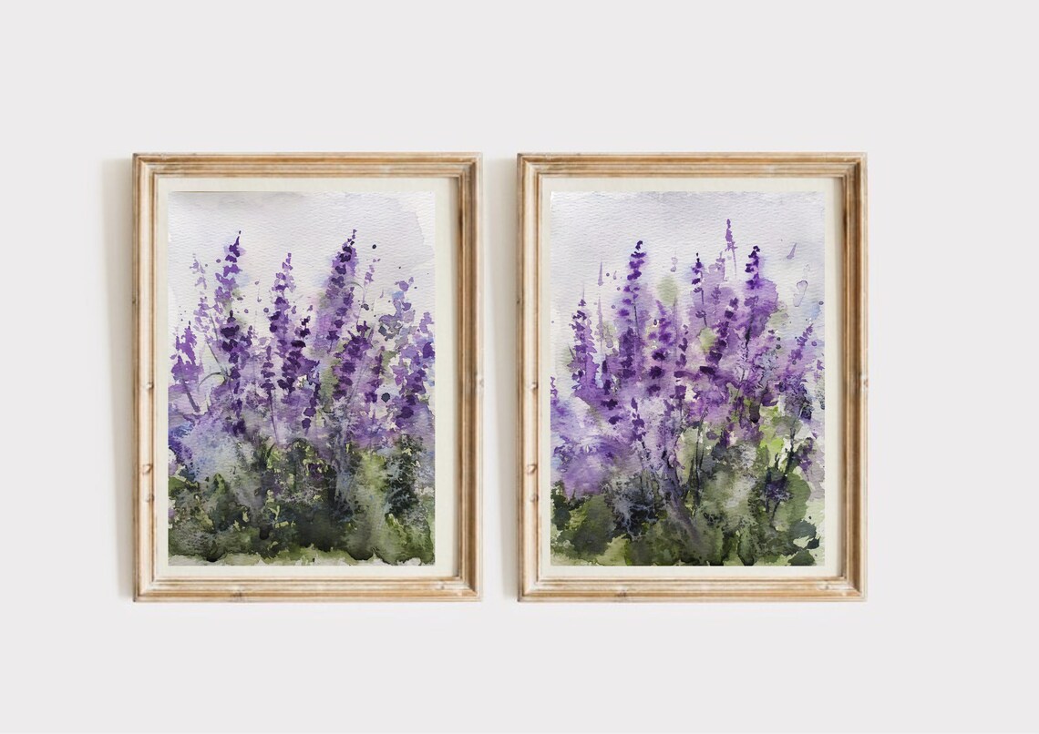 Lavender Painting Watercolor Lavender Art Botanical Art Print Flowers Abstract Painting Floral Wall Art Farmhouse Wall Decor Lavender Print - Image 2