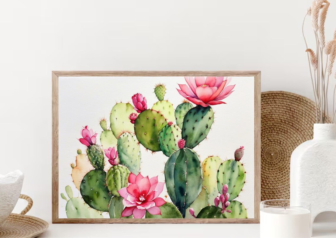 Blooming Cactus Watercolor Floral Wall Art Print - Image 5