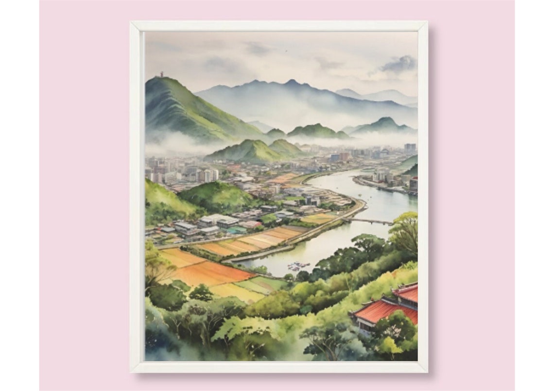 Taiwan Painting East Asia Watercolor Art Print Taiwan Landscape Wall Art Taiwan Cityscape Watercolor Art South China Seas Travel Poster - Image 6