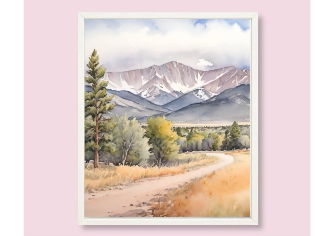 Mount Morrison Colorado Watercolor Landscape Art Print - Image 6