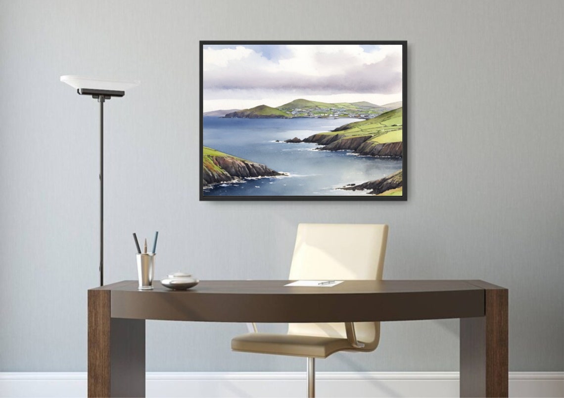 Dingle Peninsula Ireland Irish Coastline Cliffs Watercolor Poster - Image 5