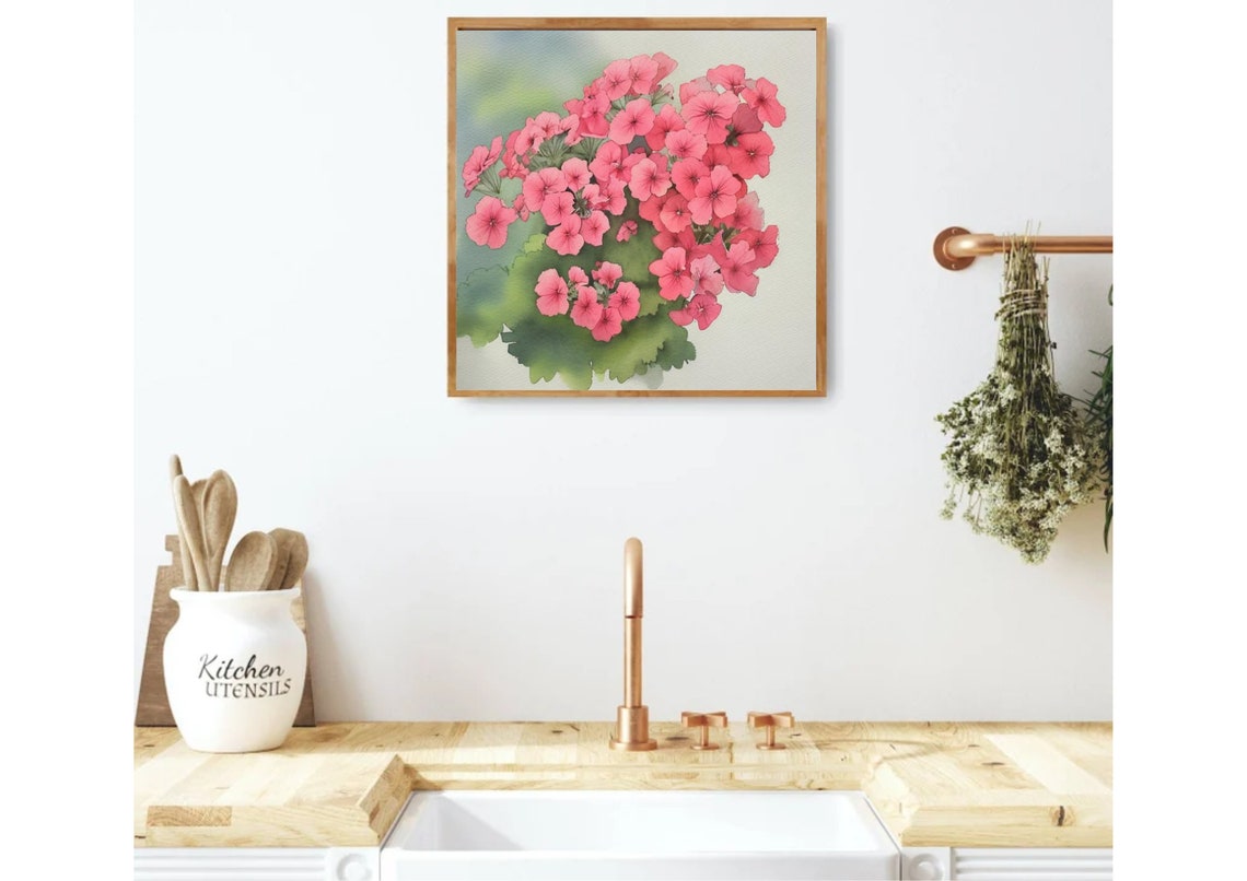 Geranium Watercolor Painting Pink Flowerart Print Geranium Wall Art Botanical Print Flowers Watercolor Art Floral Art Print Flowers Print - Image 3