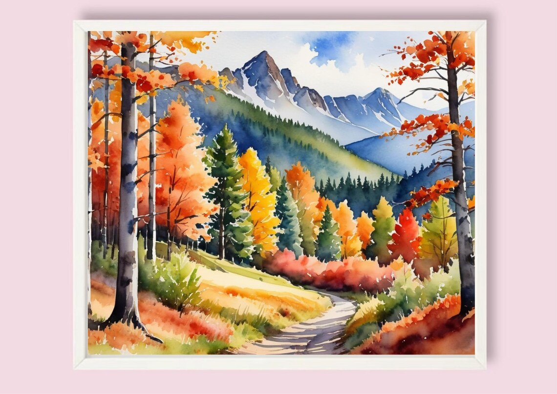 Aspen, Colorado Autumn Mountain Landscape Watercolor Art Print - Image 6