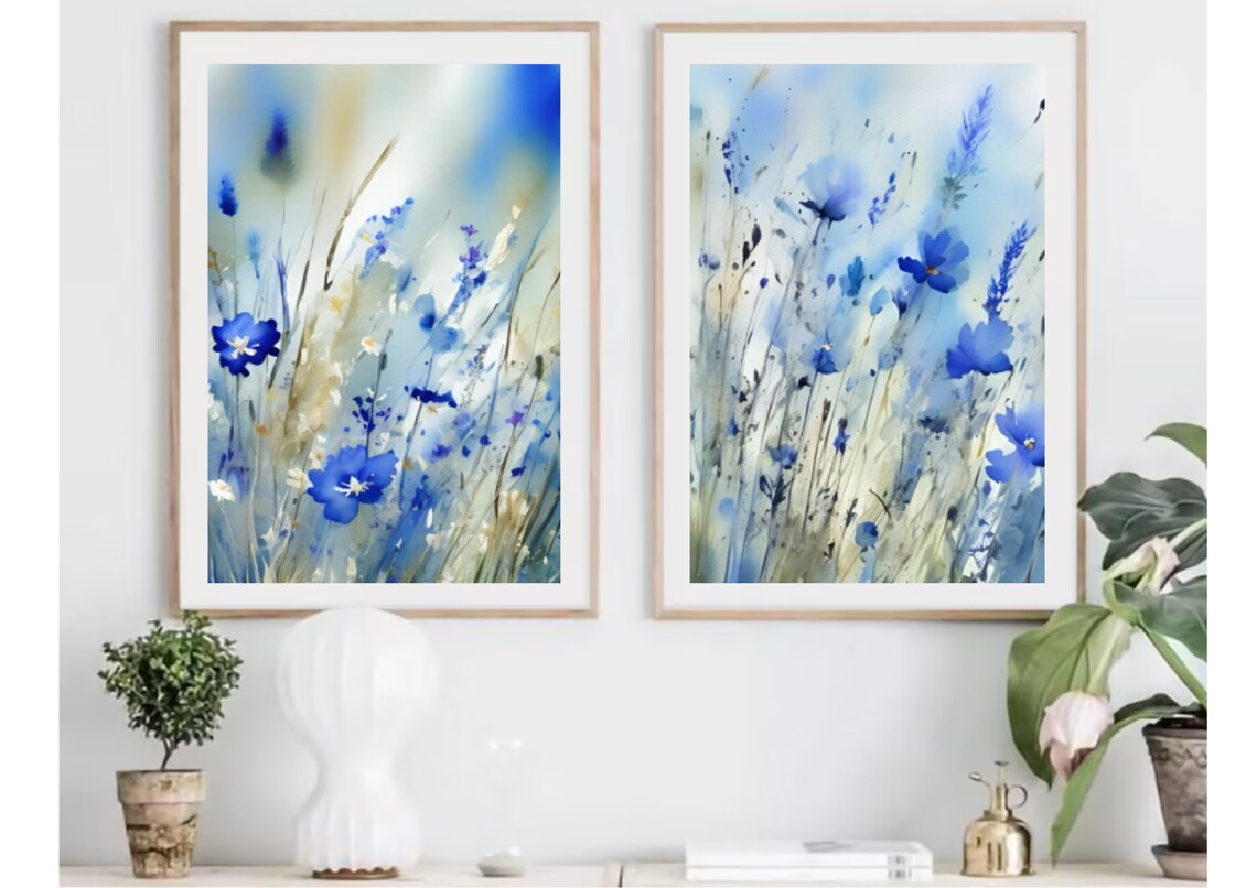 Cornflowers Watercolor Art Print, Botanical Poster - Image 4