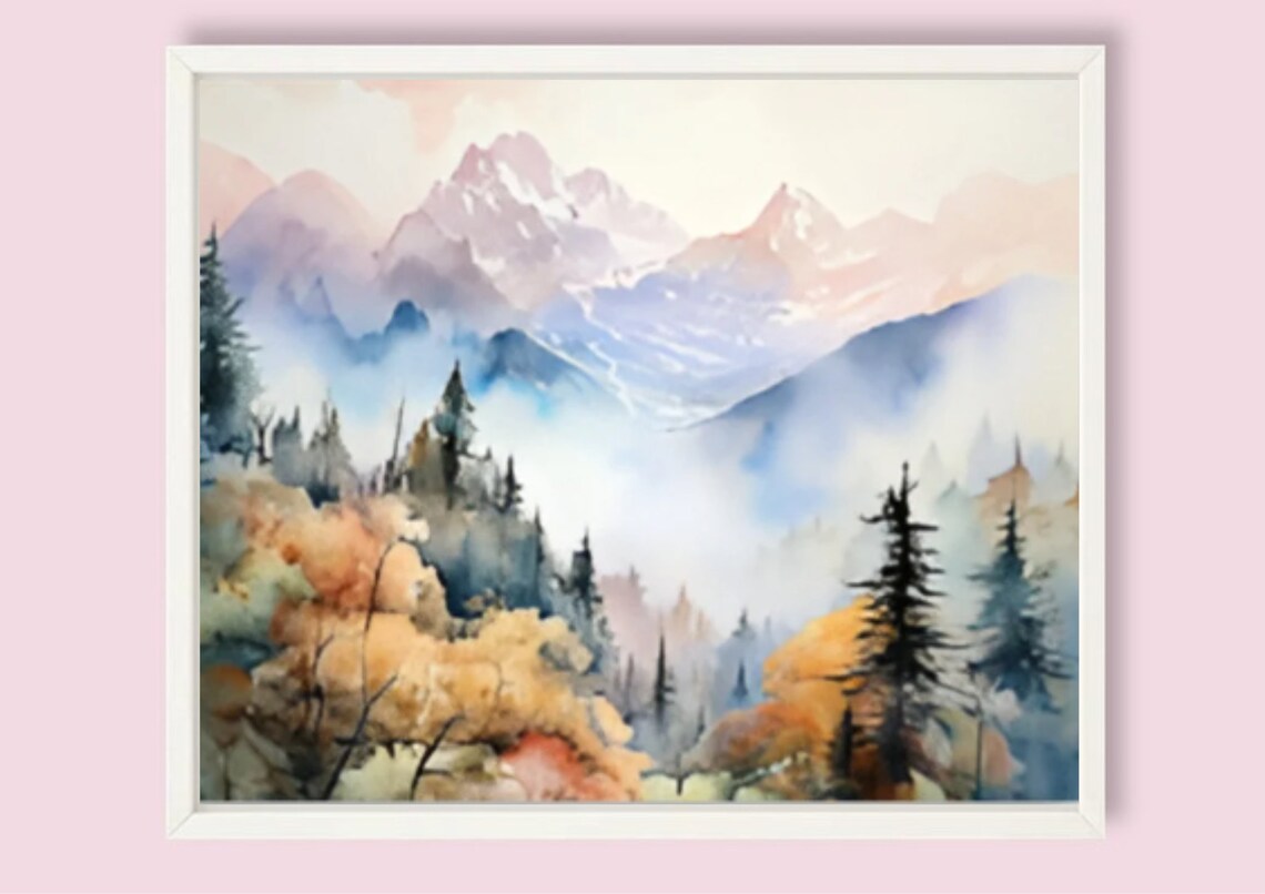 Rocky Mountains Colorado Watercolor Art Print, Autumn - Image 6