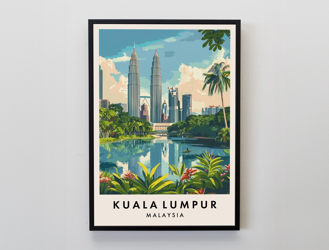 Kuala Lumpur Travel Print Wall Art Kuala Lumpur Kuala Lumpur Print Malaysia Poster Malaysia Gift Art Malaysia Travel Art Malaysia Gift