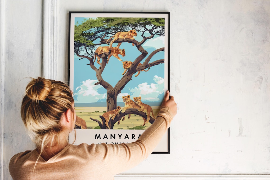 Manyara National Park Tanzania Tree Climbing Lions Safari Poster - Image 2