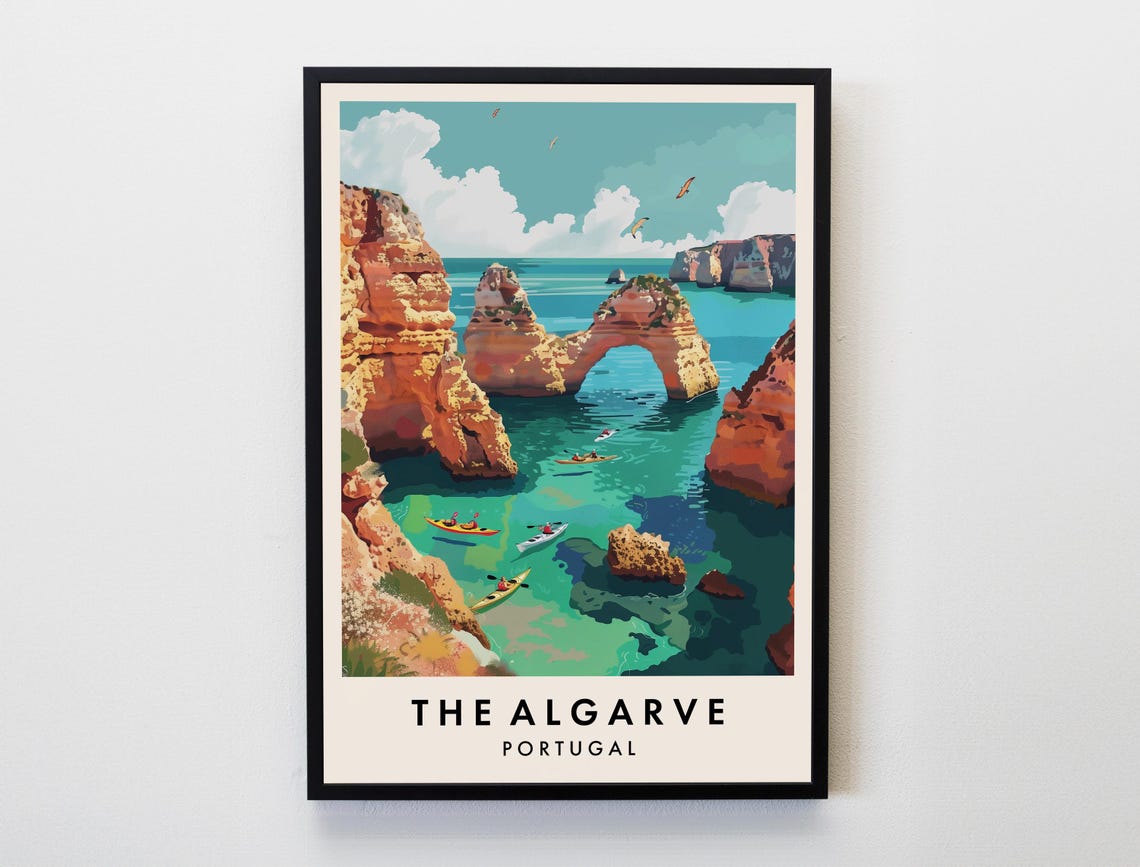 The Algarve Travel Print Wall Art Algarve Poster Portugal Travel Print Travel Lovers Home Decor Wall Art City Travel Poster Gifts