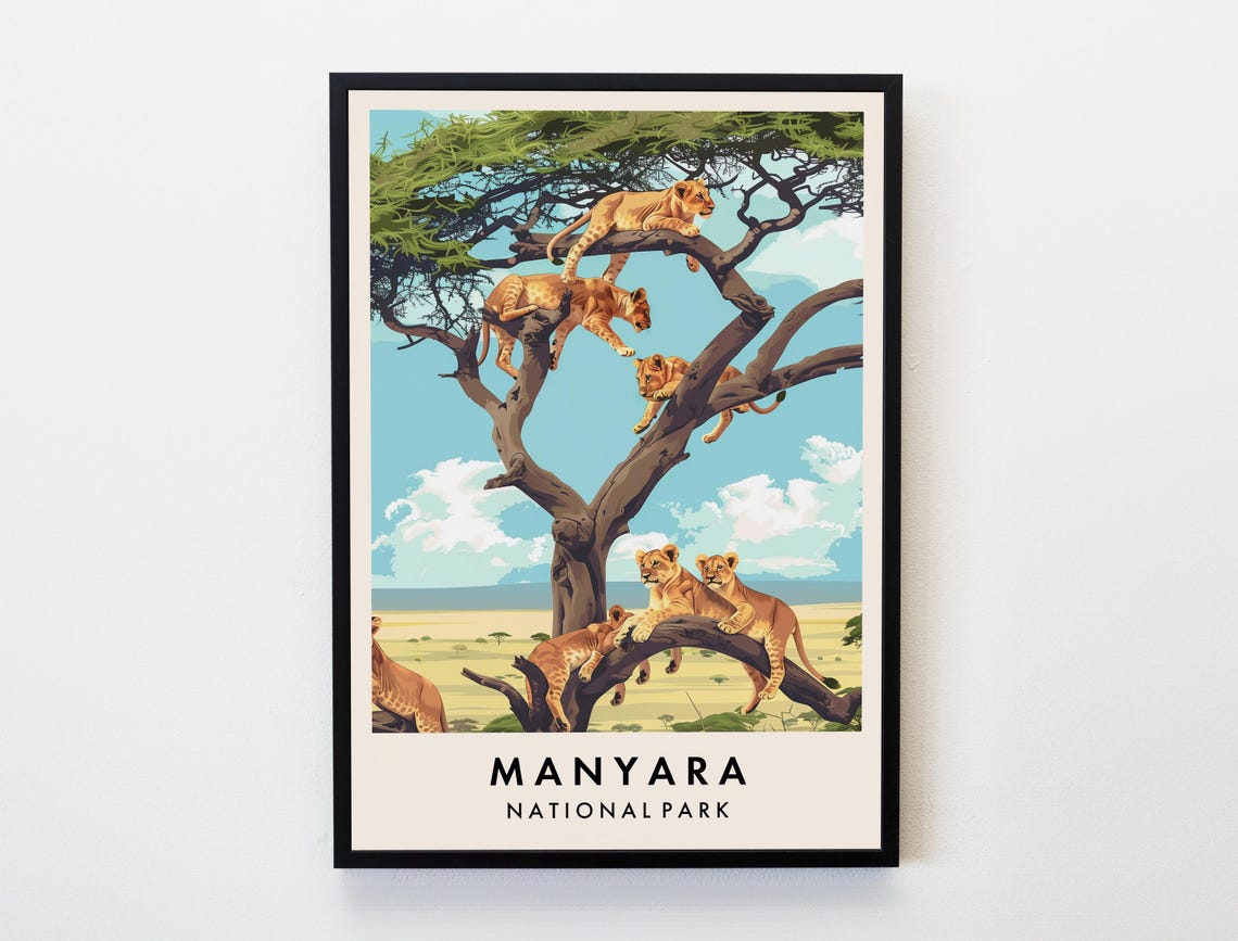 Manyara National Park Travel Print Africa Wall Art Poster Tanzania Travel Print Travel Lovers Home Decor Wall Art City Travel Poster Gift
