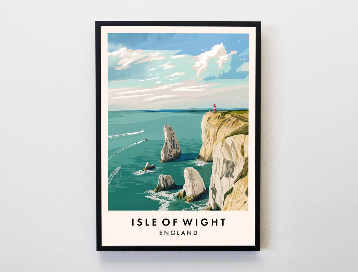Isle of Wight England Chalk Cliffs and Needles Seascape Poster
