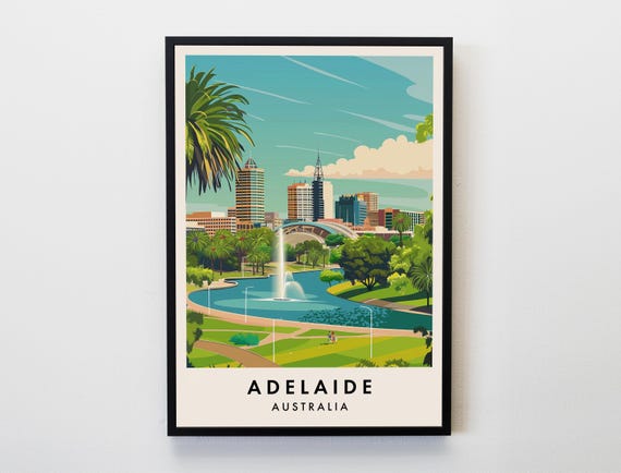 Adelaide Travel Print Wall Art Poster Australia Lovers Home Decor City Gifts