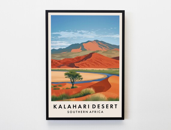 Kalahari Desert Travel Print Wall Art Kalahari Desert Southern Africa Travel Print Travel Lovers Home Decor Wall Art City Travel Poster