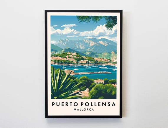 Port De Pollena Travel Poster, Mallorca Majorca