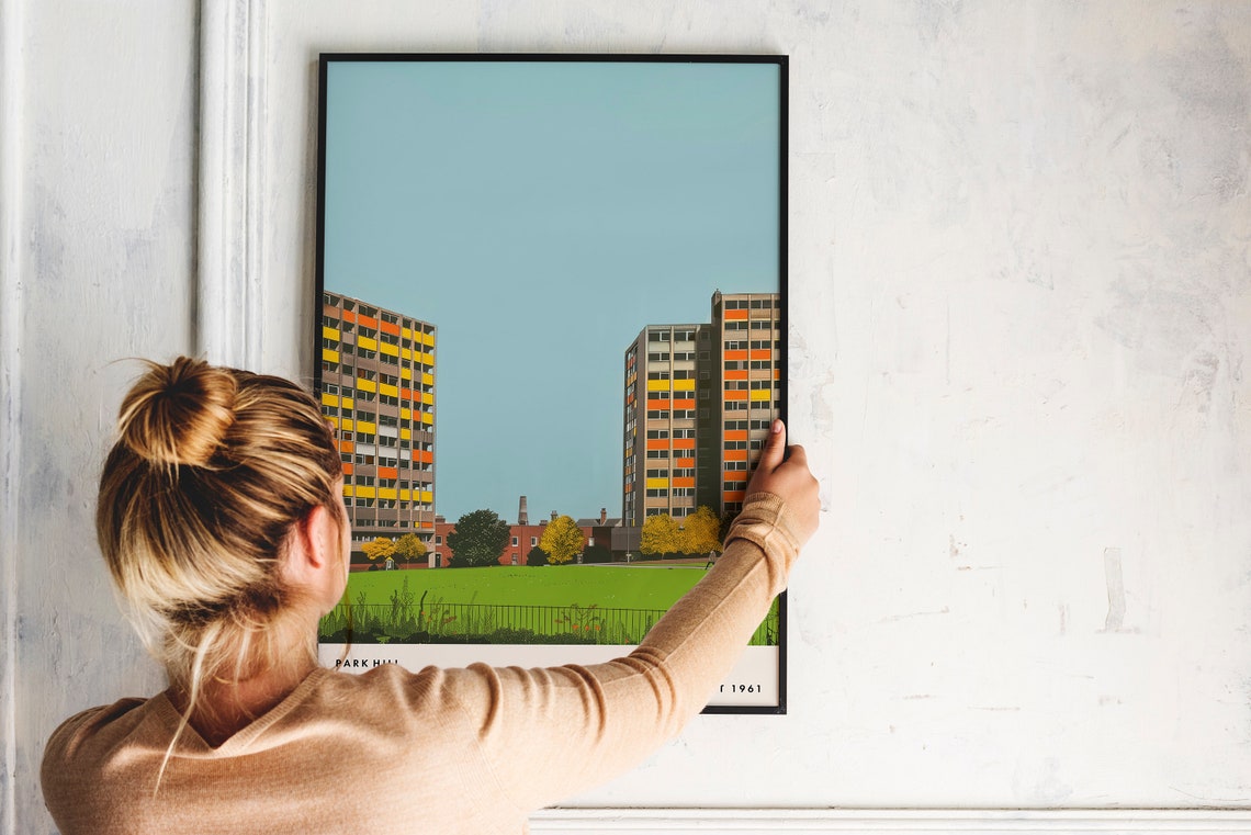 Park Hill Sheffield Brutalist Estate 1961 Architecture Travel Poster - Image 2
