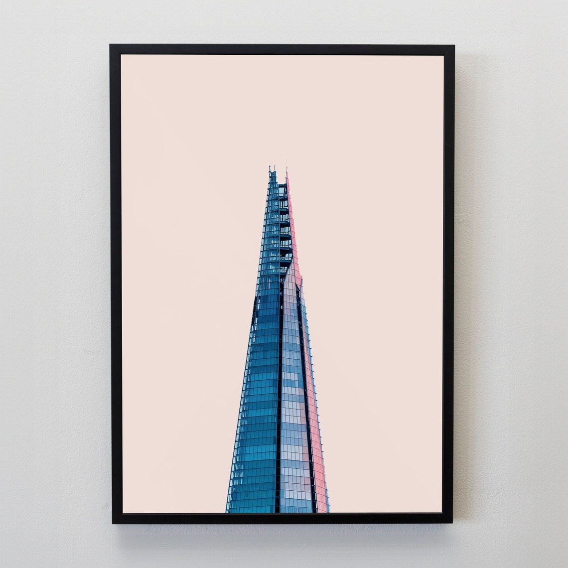 The Shard London Glass Skyscraper Blush Sky Minimalist Poster