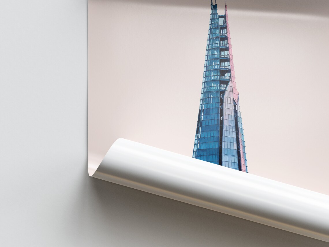 The Shard London Glass Skyscraper Blush Sky Minimalist Poster - Image 2