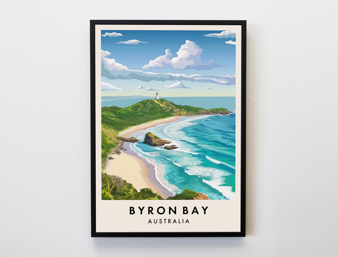 Byron Bay Travel Poster, Australia Lovers Home Decor
