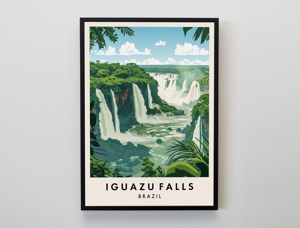 Iguazu Falls Travel Poster, South America View