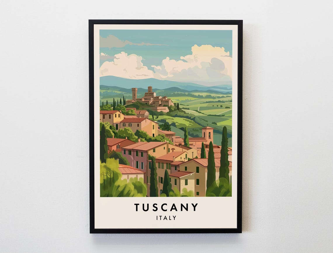 Tuscany Travel Print Wall Art Tuscany Tuscany Poster Italy Travel Print Travel Lovers Home Decor Wall Art City Travel Poster Gifts