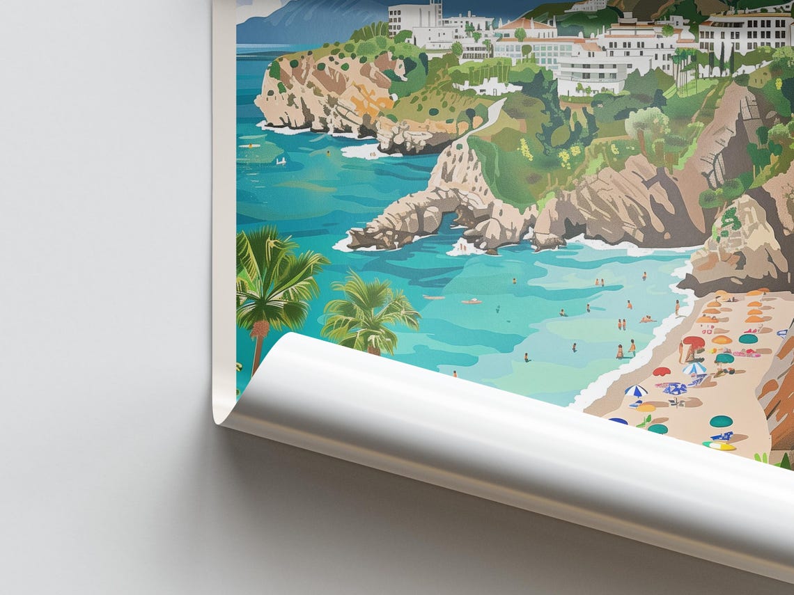Costa del Sol Spain Turquoise Beach Cove Resort Travel Poster - Image 2