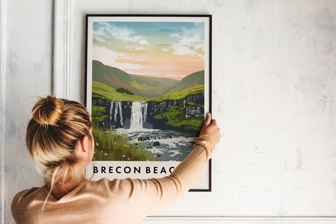 Brecon Beacons Waterfall Valley Wales National Park Travel Poster - Image 2