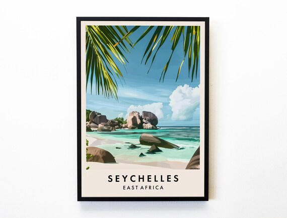 Seychelles Travel Print Wall Art Seychelles Seychelles Poster Africa Travel Print Travel Lovers Home Decor Wall Art City Travel Poster