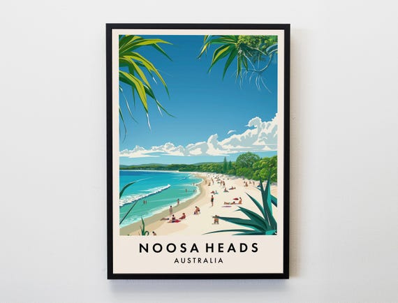 Noosa Travel Print Wall Art Poster Heads Australia Lovers Home Decor Gifts