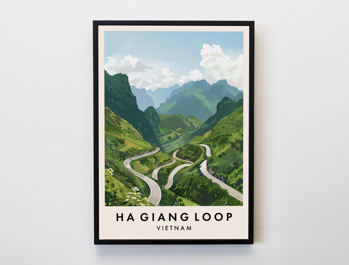 Ha Giang Loop Vietnam Mountain Switchback Roads Travel Poster