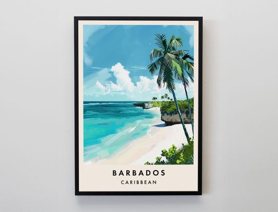 Barbados Travel Print Wall Art Caribbean Gift Poster Central America Lovers