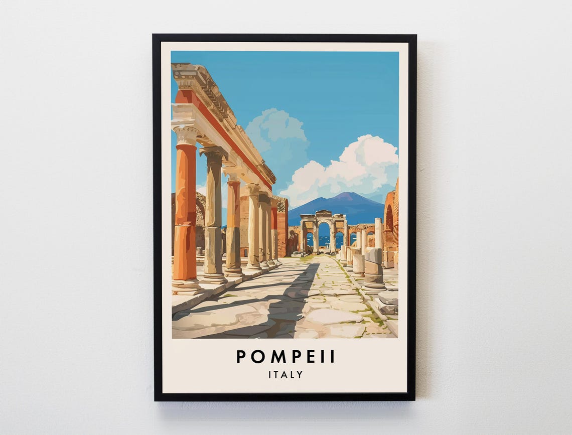 Pompeii Travel Poster, Italy City Print