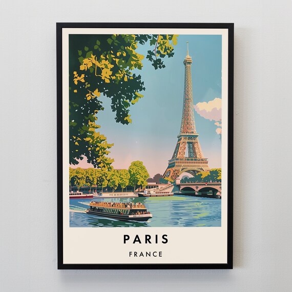 Paris Travel Poster, Europe Wall Art Print