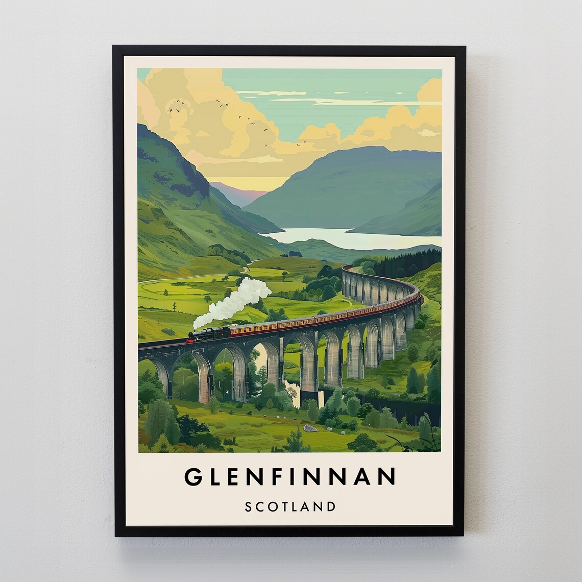 Glenfinnan Travel Poster, Scotland Place Art