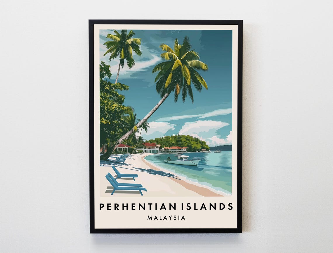 Perhentian Islands Malaysia Tropical Beach Palm Trees Poster