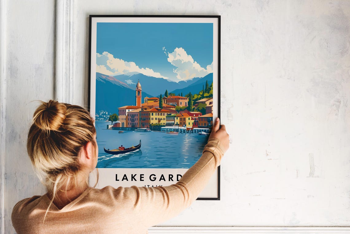 Lake Garda Travel Print Wall Art Lake Garda Lake Garda Poster Italy Travel Print Travel Lovers Home Decor Wall Art City Travel Poster - Image 2