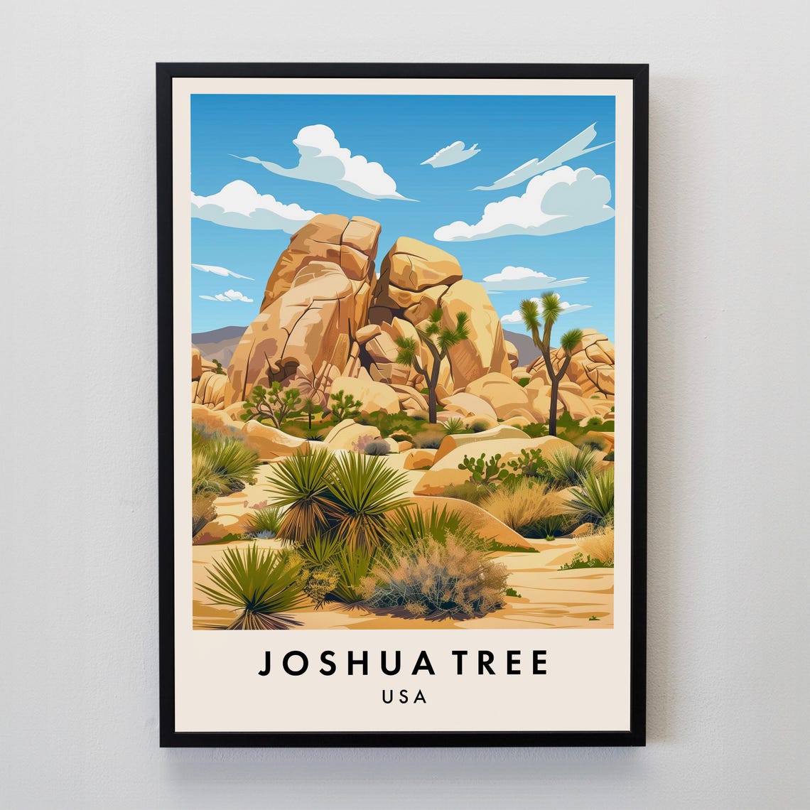 Joshua Tree Desert Boulder Garden Yucca Rocks Mojave Travel Poster