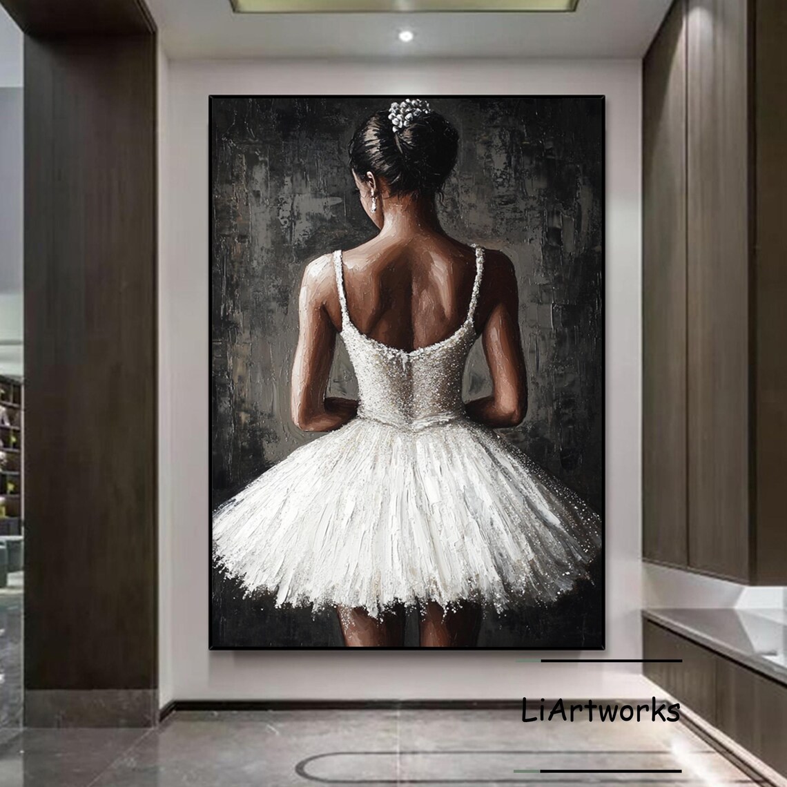 Original Abstract Ballerina Oil Painting On Elegant Woman Backside Painting Female Figure Acrylic Painting Modern Home Wall Decor - Image 4