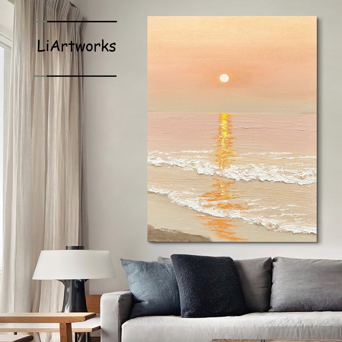 Ocean Sunset With Golden Reflection Textured Seascape Poster - Image 3