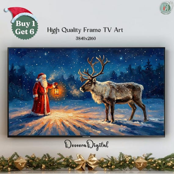 Christmas Village Frame Tv Art Festive Winter Street